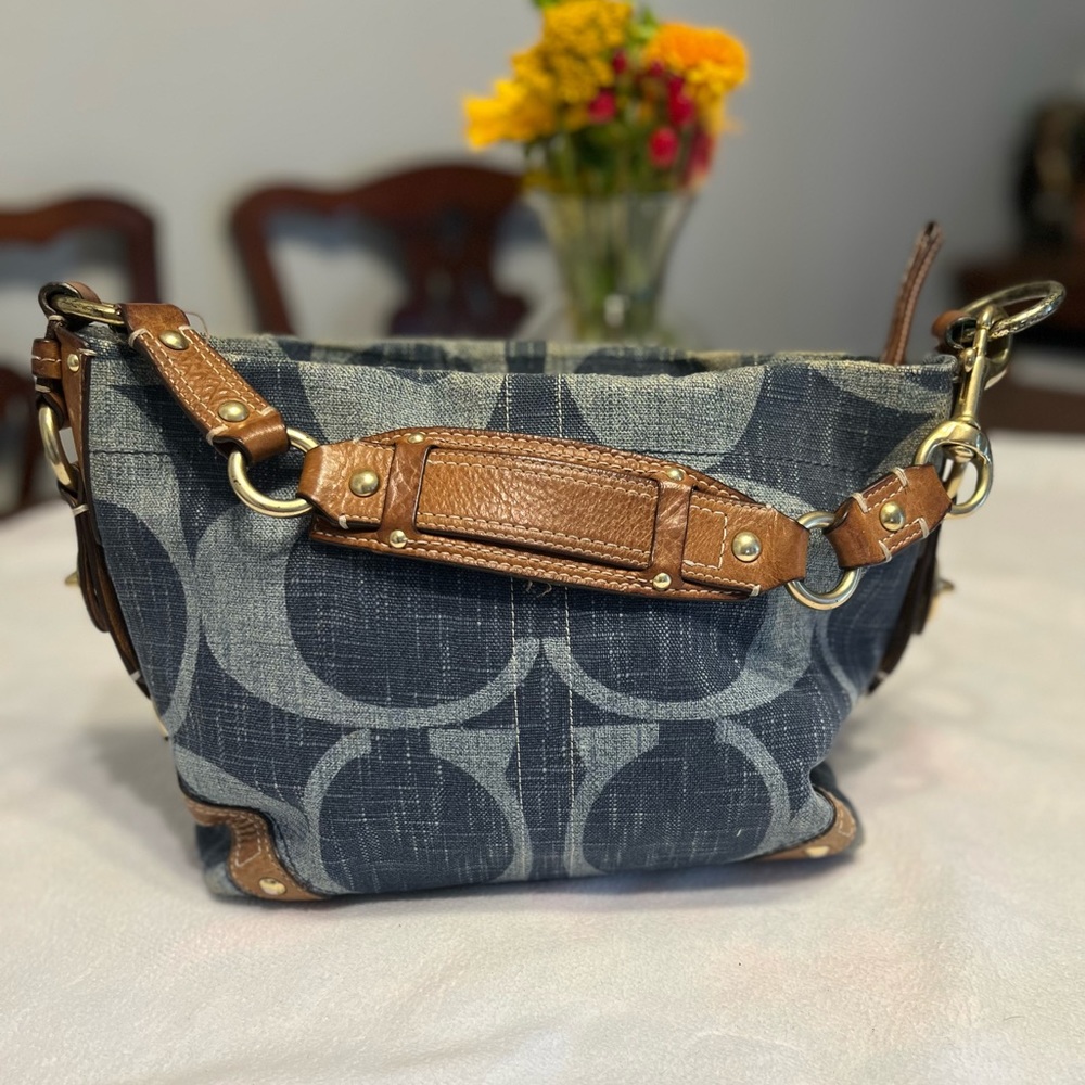 Rare Coach Legacy Blue Denim Leather trim shoulder bag